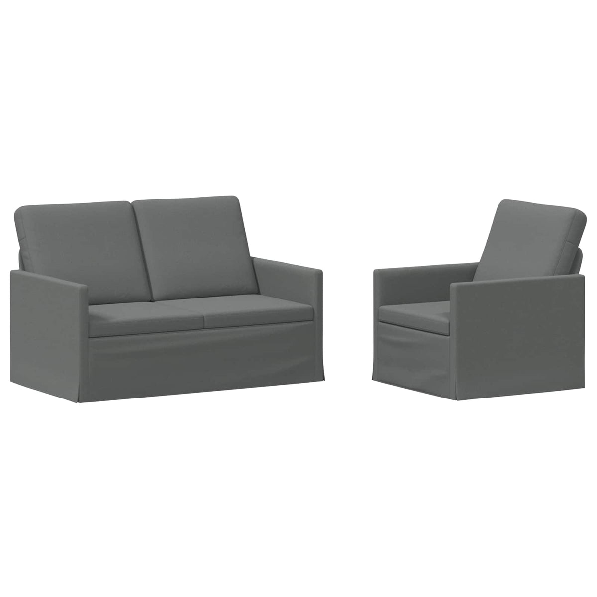 Sofa Set 2 pcs Dark Grey Fabric