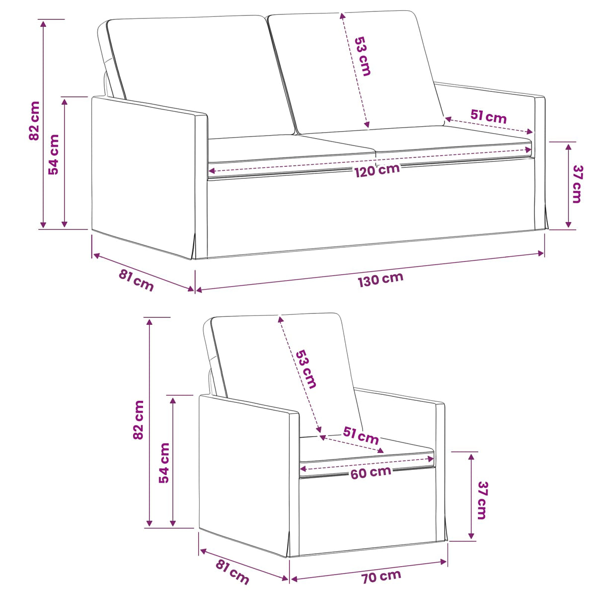 Sofa Set 2 pcs Wine Red Fabric