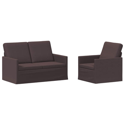 Sofa Set 2 pcs Dark Brown Fabric