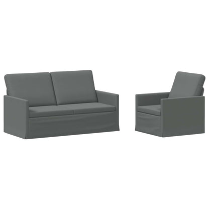 Sofa Set 2 pcs Dark Grey Fabric