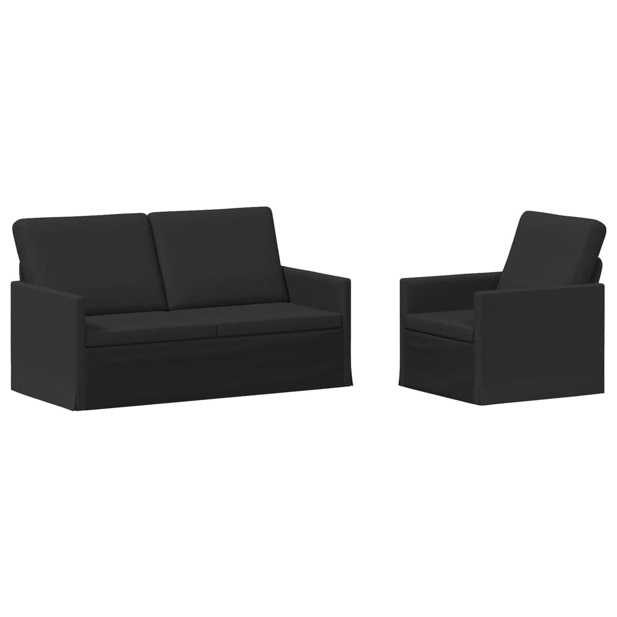 Sofa Set 2 pcs Black Fabric