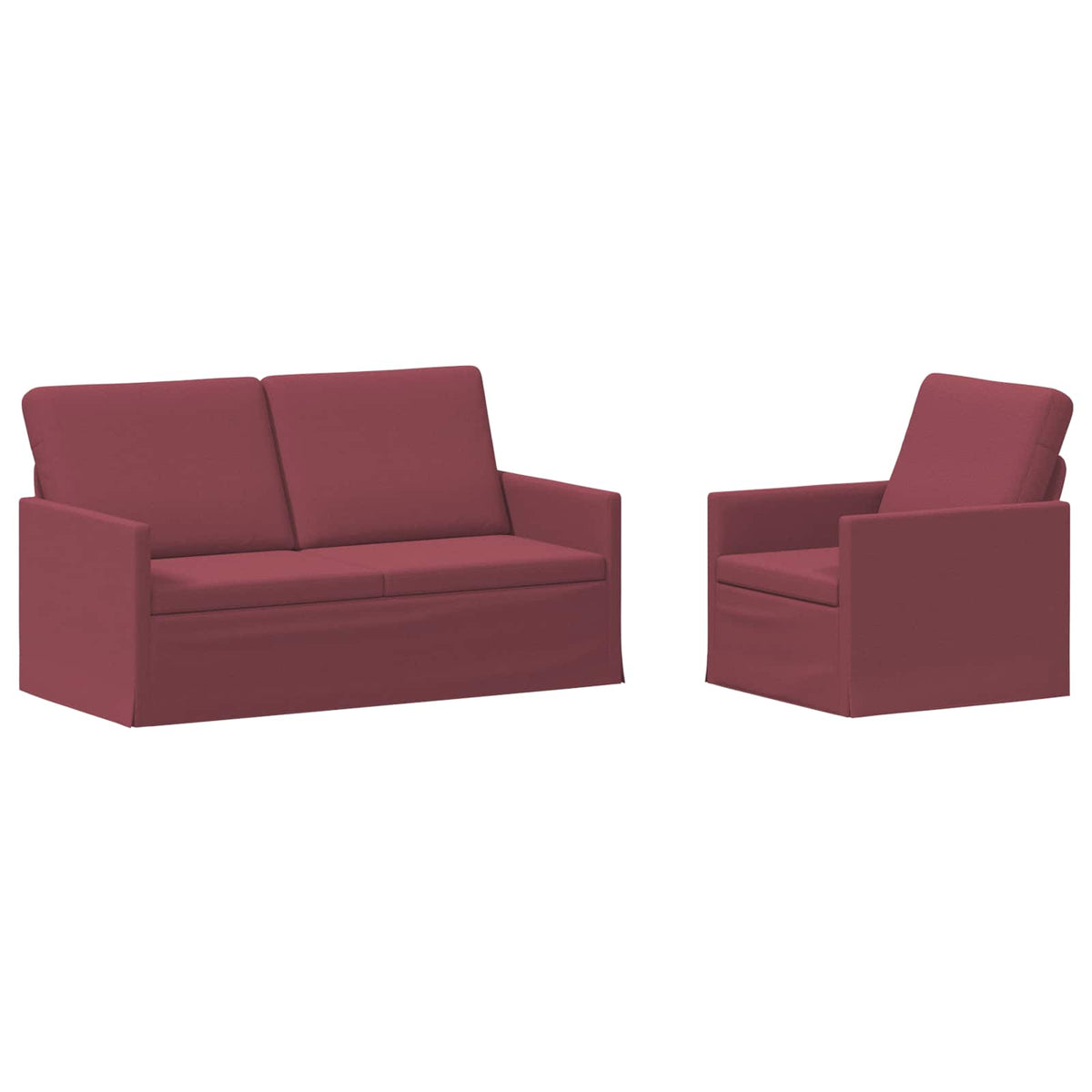 Sofa Set 2 pcs Wine Red Fabric