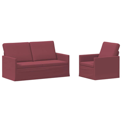 Sofa Set 2 pcs Wine Red Fabric