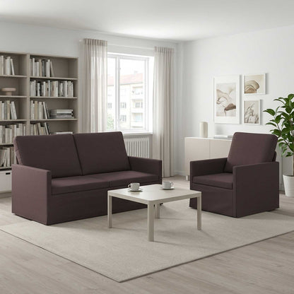 Sofa Set 2 pcs Dark Brown Fabric