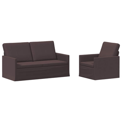 Sofa Set 2 pcs Dark Brown Fabric