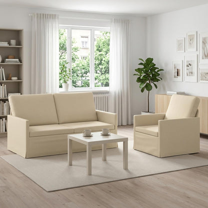 Sofa Set 2 pcs Cream Fabric