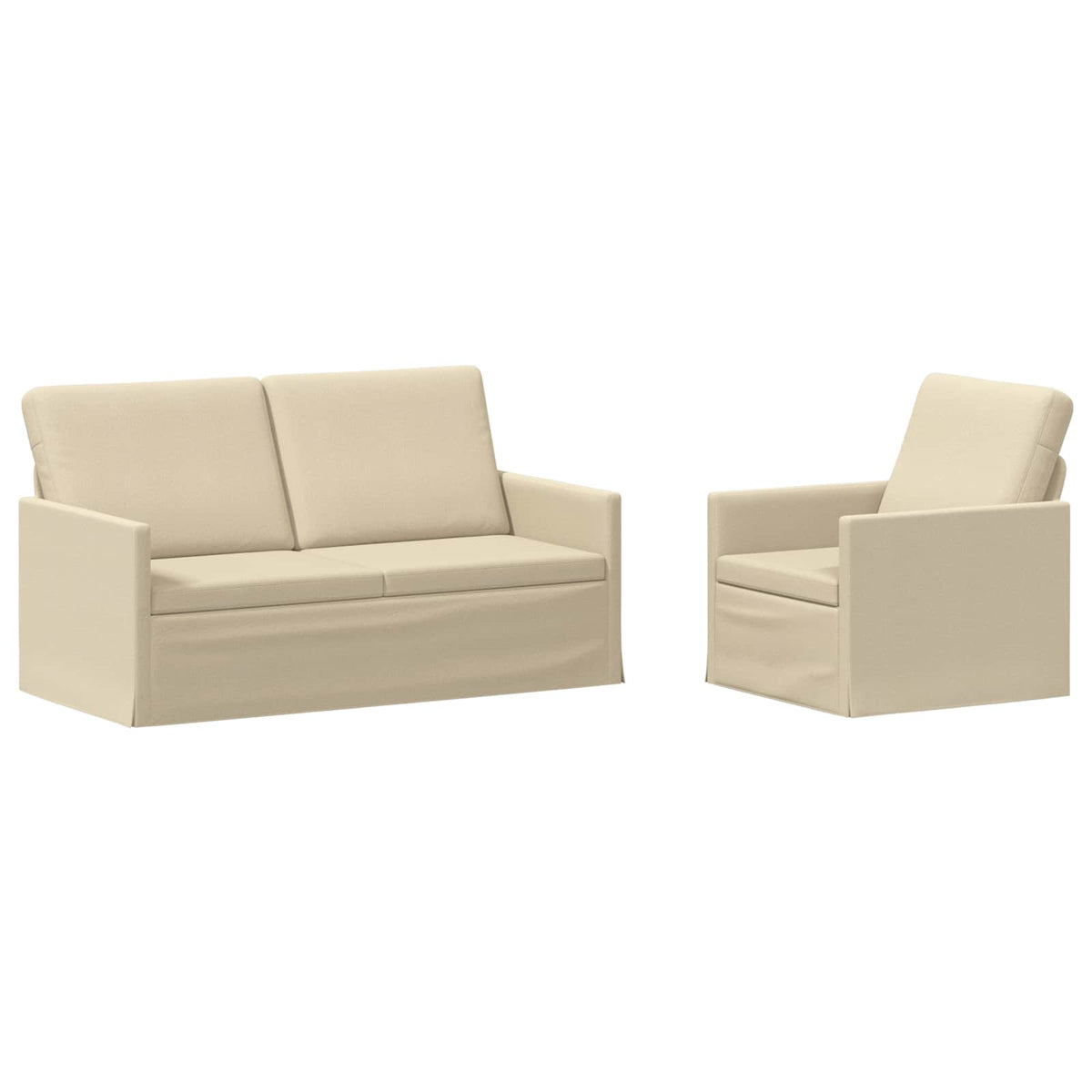 Sofa Set 2 pcs Cream Fabric