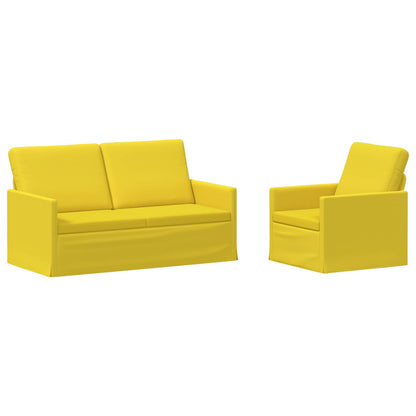 Sofa Set 2 pcs Light Yellow Fabric