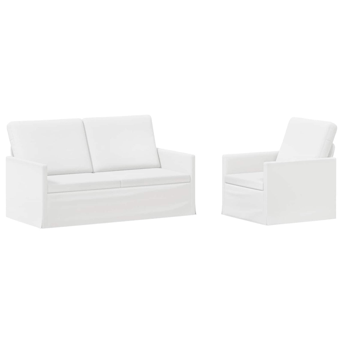 Sofa Set 2 pcs White Fabric