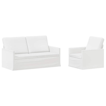 Sofa Set 2 pcs White Fabric