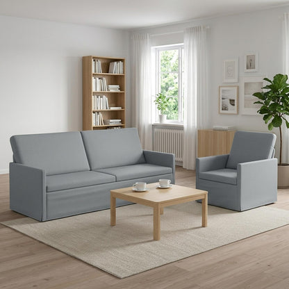 Sofa Set 2 pcs Light Grey Fabric