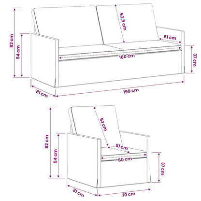 Sofa Set 2 pcs Dark Grey Fabric