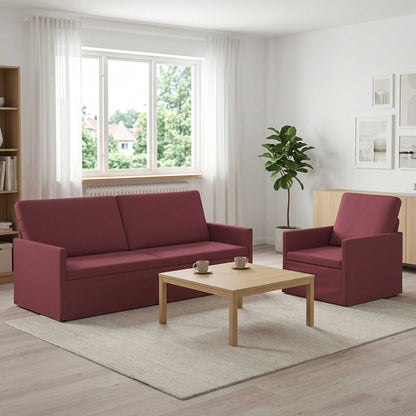 Sofa Set 2 pcs Wine Red Fabric