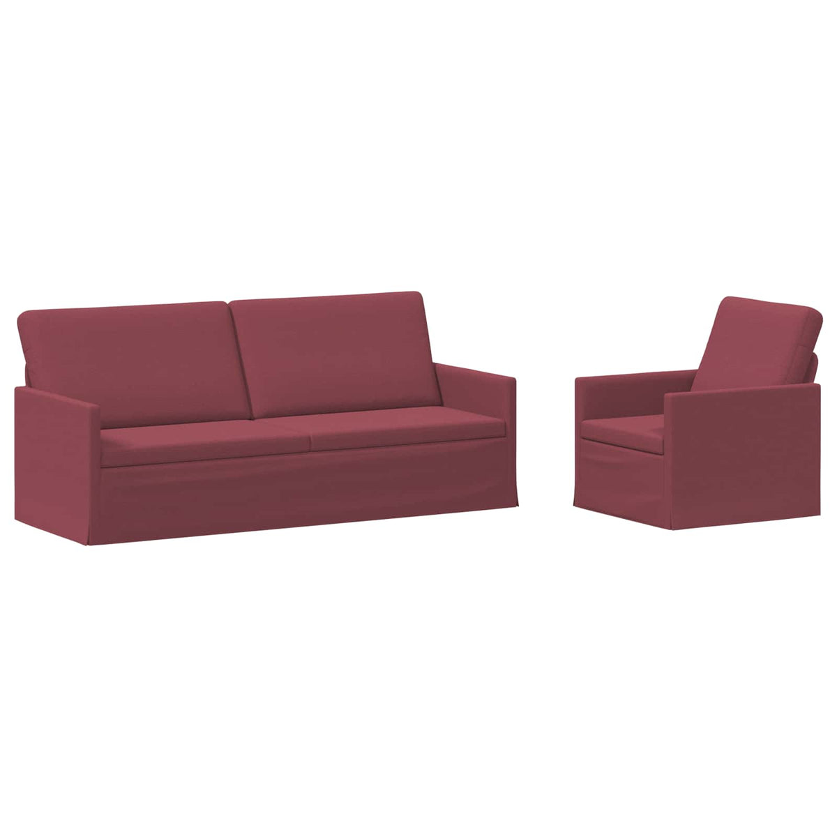 Sofa Set 2 pcs Wine Red Fabric