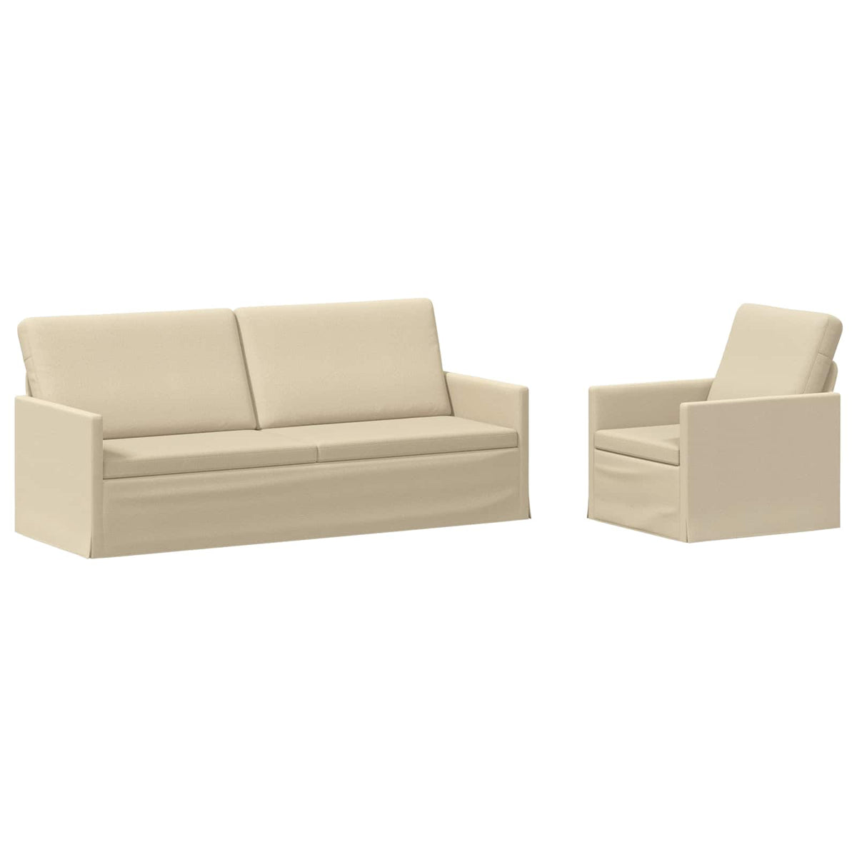 Sofa Set 2 pcs Cream Fabric