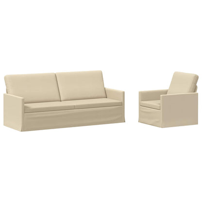 Sofa Set 2 pcs Cream Fabric