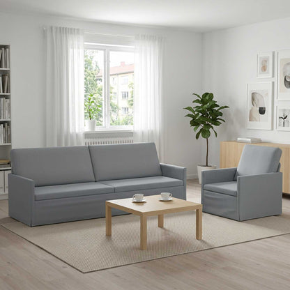 Sofa Set 2 pcs Light Grey Fabric