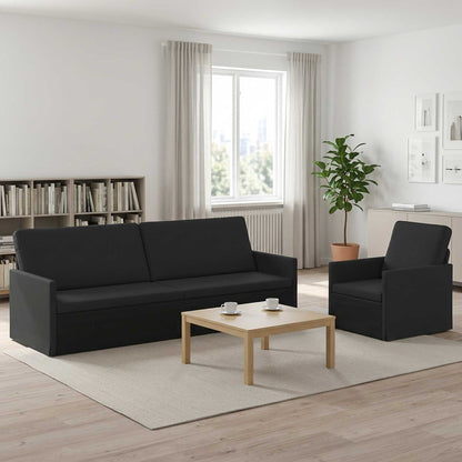 Sofa Set 2 pcs Black Fabric