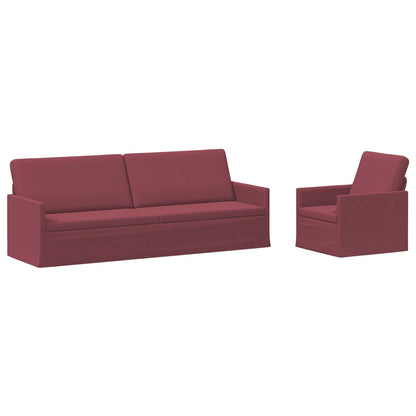 Sofa Set 2 pcs Wine Red Fabric