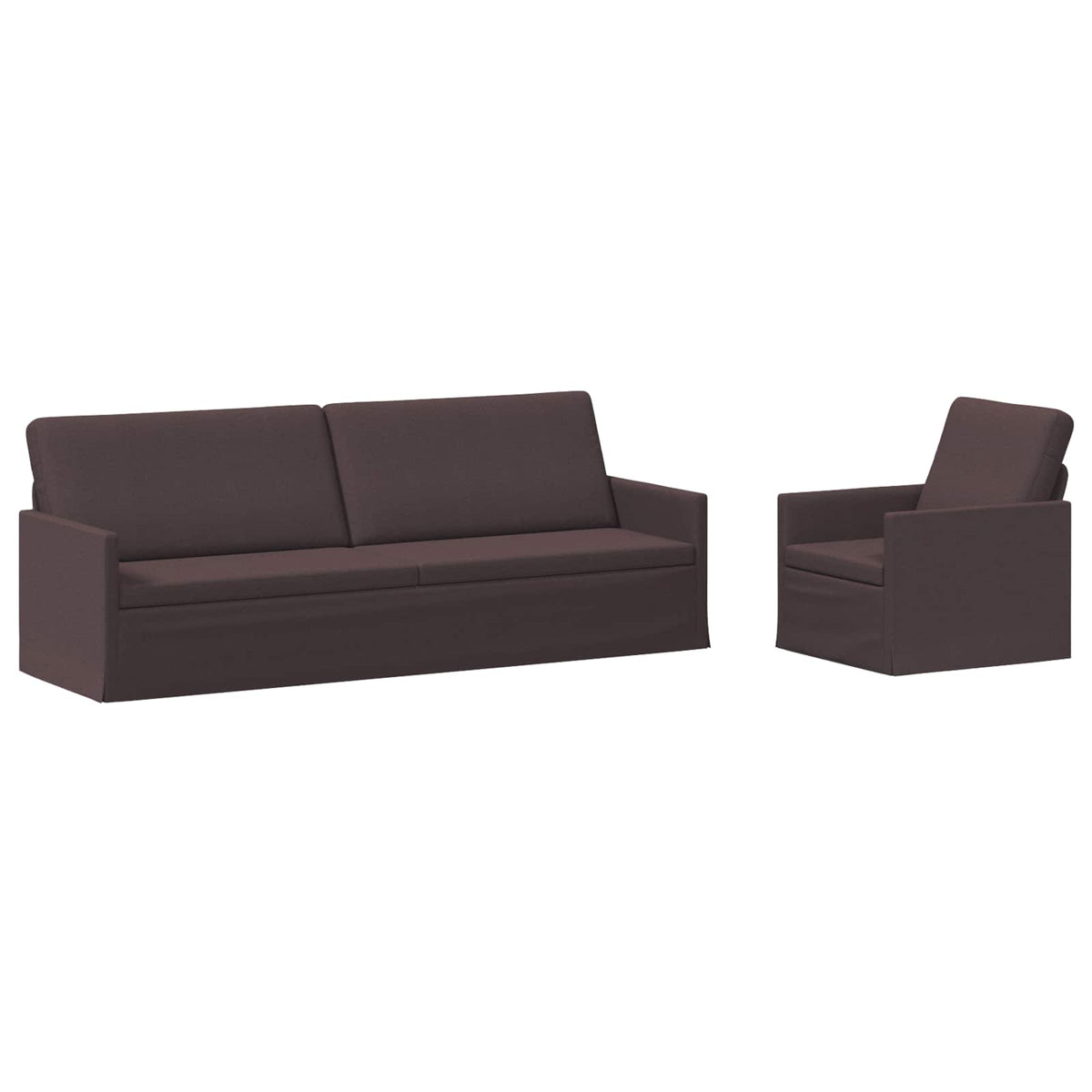 Sofa Set 2 pcs Dark Brown Fabric