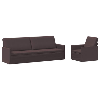 Sofa Set 2 pcs Dark Brown Fabric