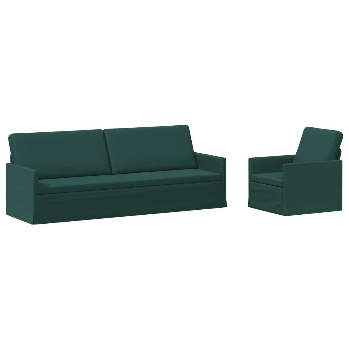 Sofa Set 2 pcs Dark Green Fabric