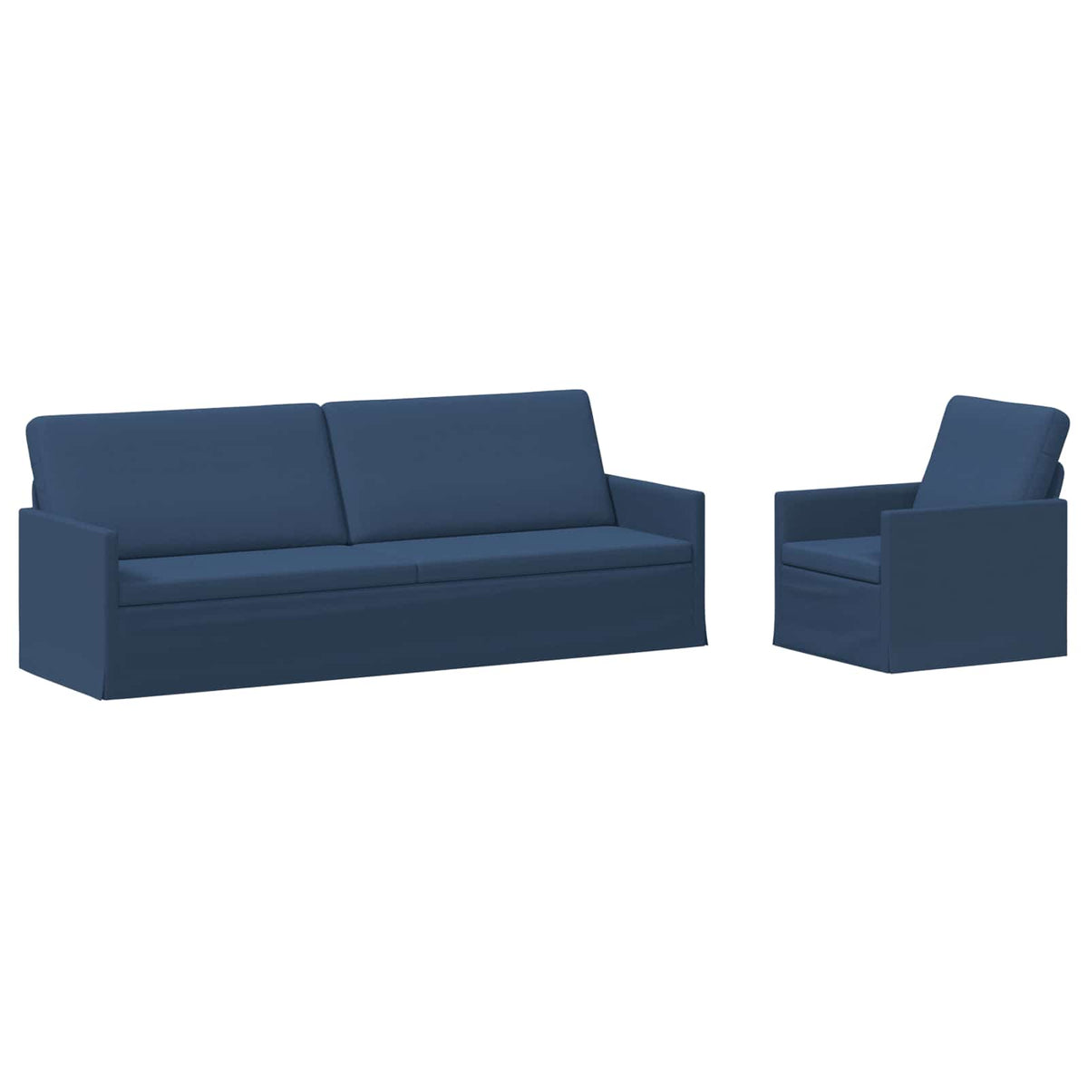Sofa Set 2 pcs Blue Fabric