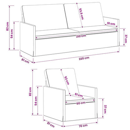 Sofa Set 2 pcs Blue Fabric