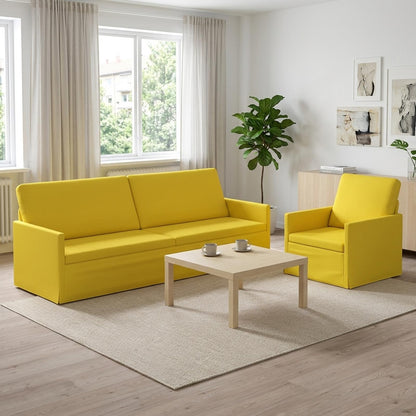 Sofa Set 2 pcs Light Yellow Fabric