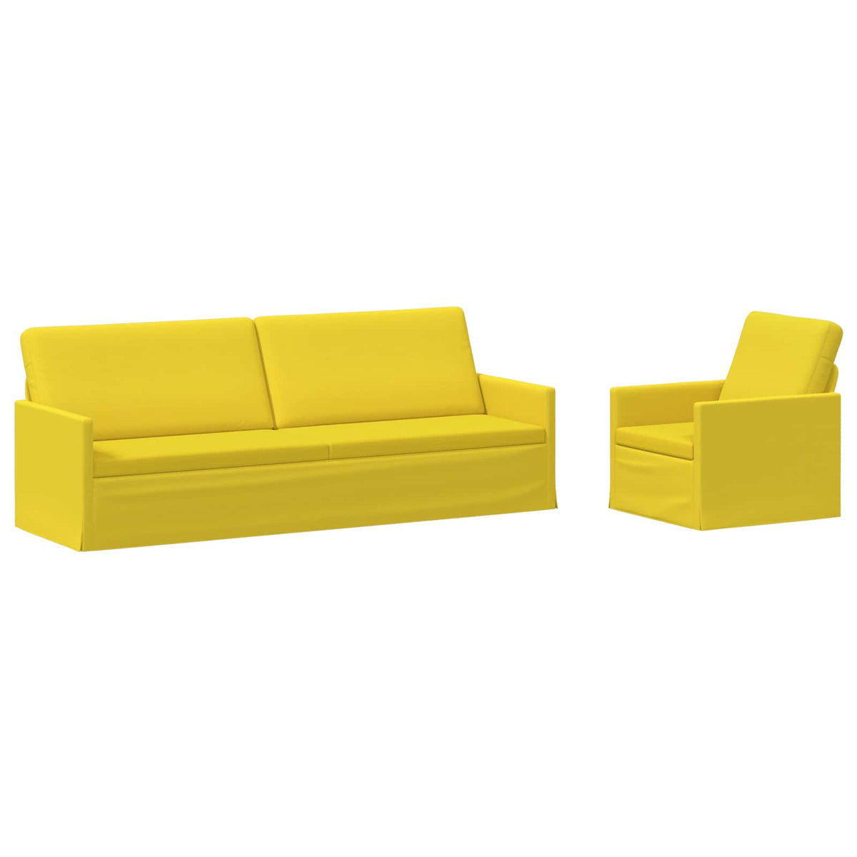 Sofa Set 2 pcs Light Yellow Fabric