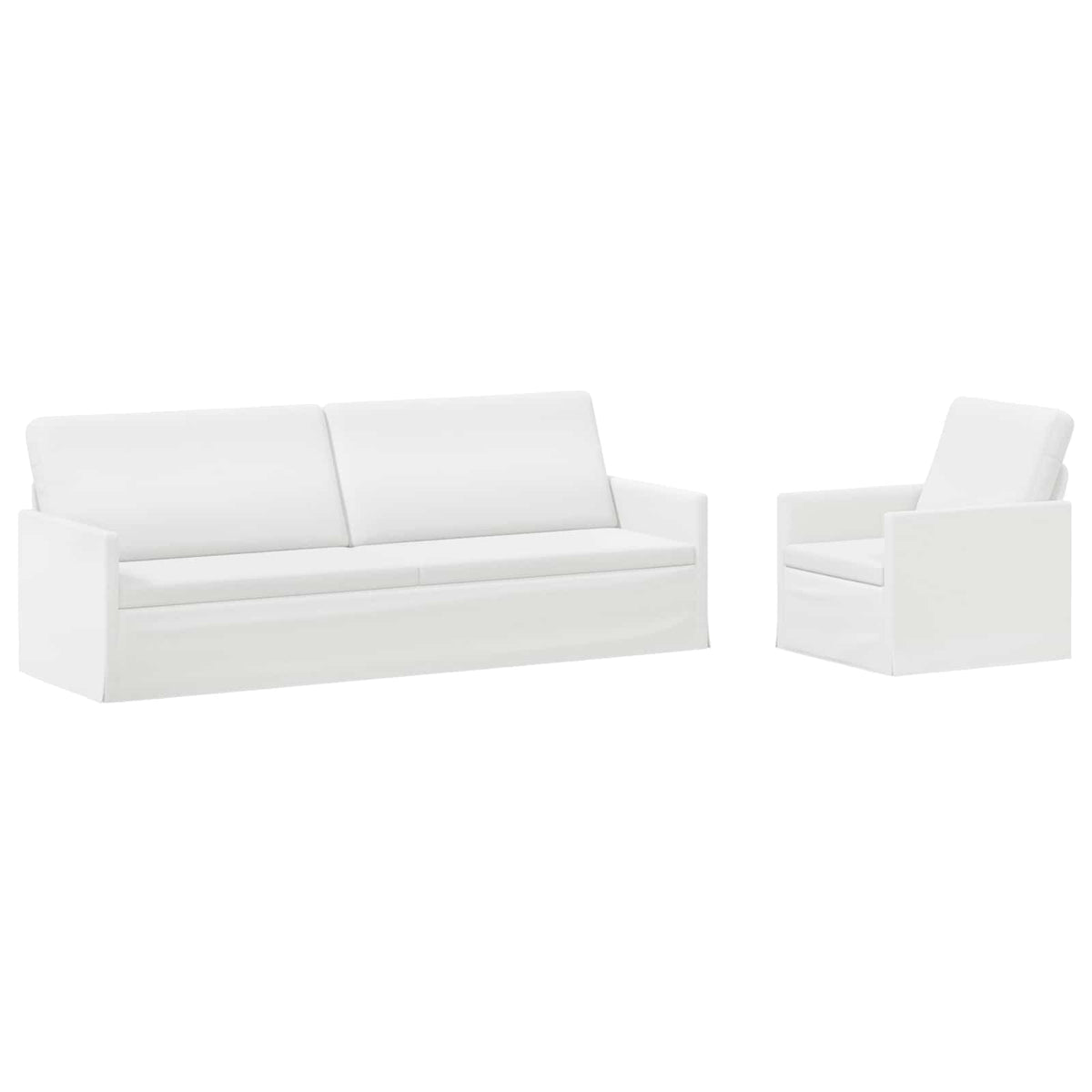Sofa Set 2 pcs White Fabric