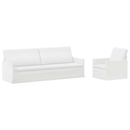 Sofa Set 2 pcs White Fabric