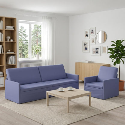 Sofa Set 2 pcs Jeans Blue Fabric