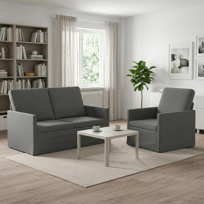 Sofa Set 2 pcs Dark Grey Velvet