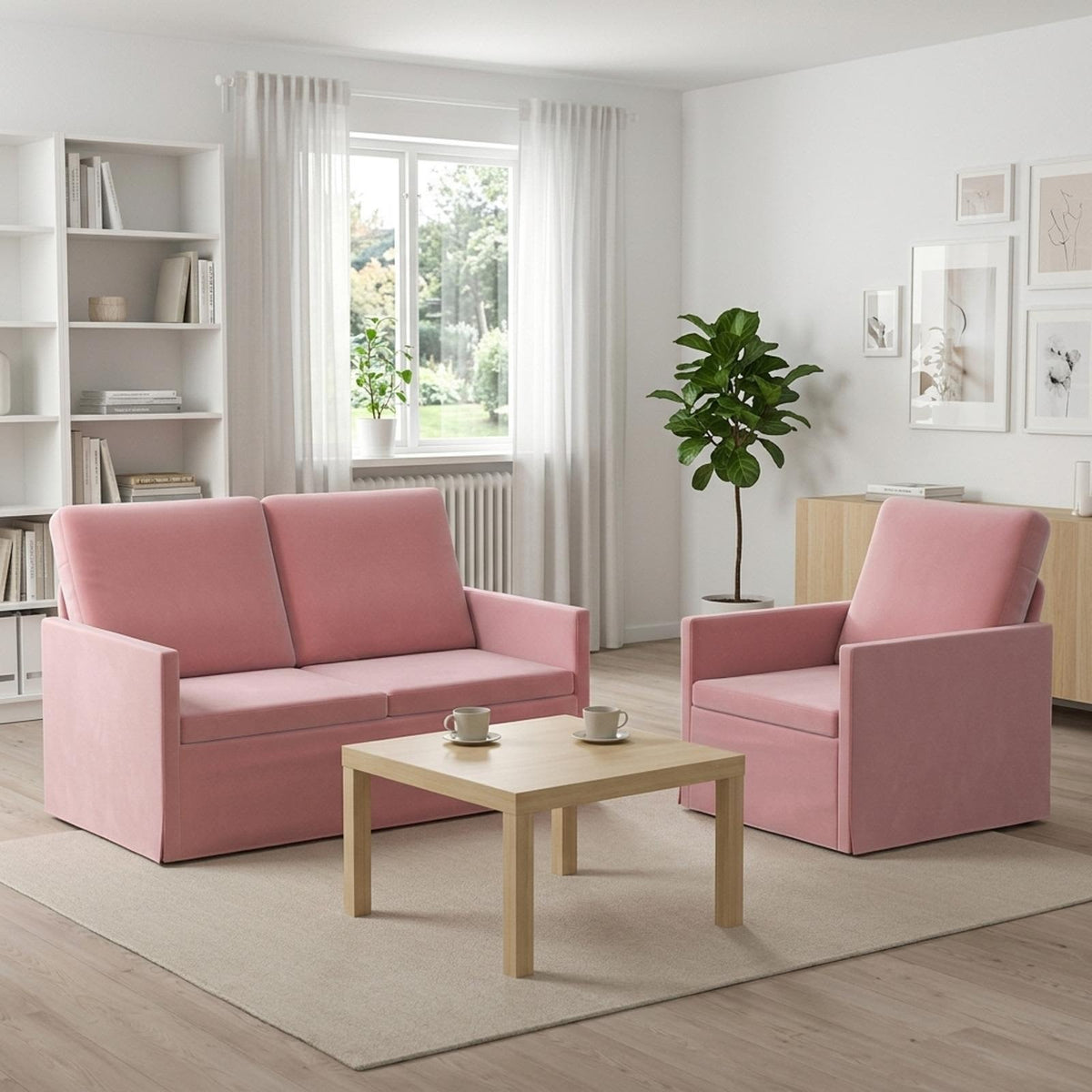 Sofa Set 2 pcs Pink Velvet