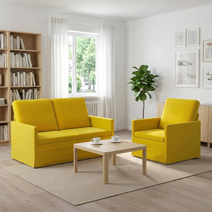 Sofa Set 2 pcs Yellow Velvet