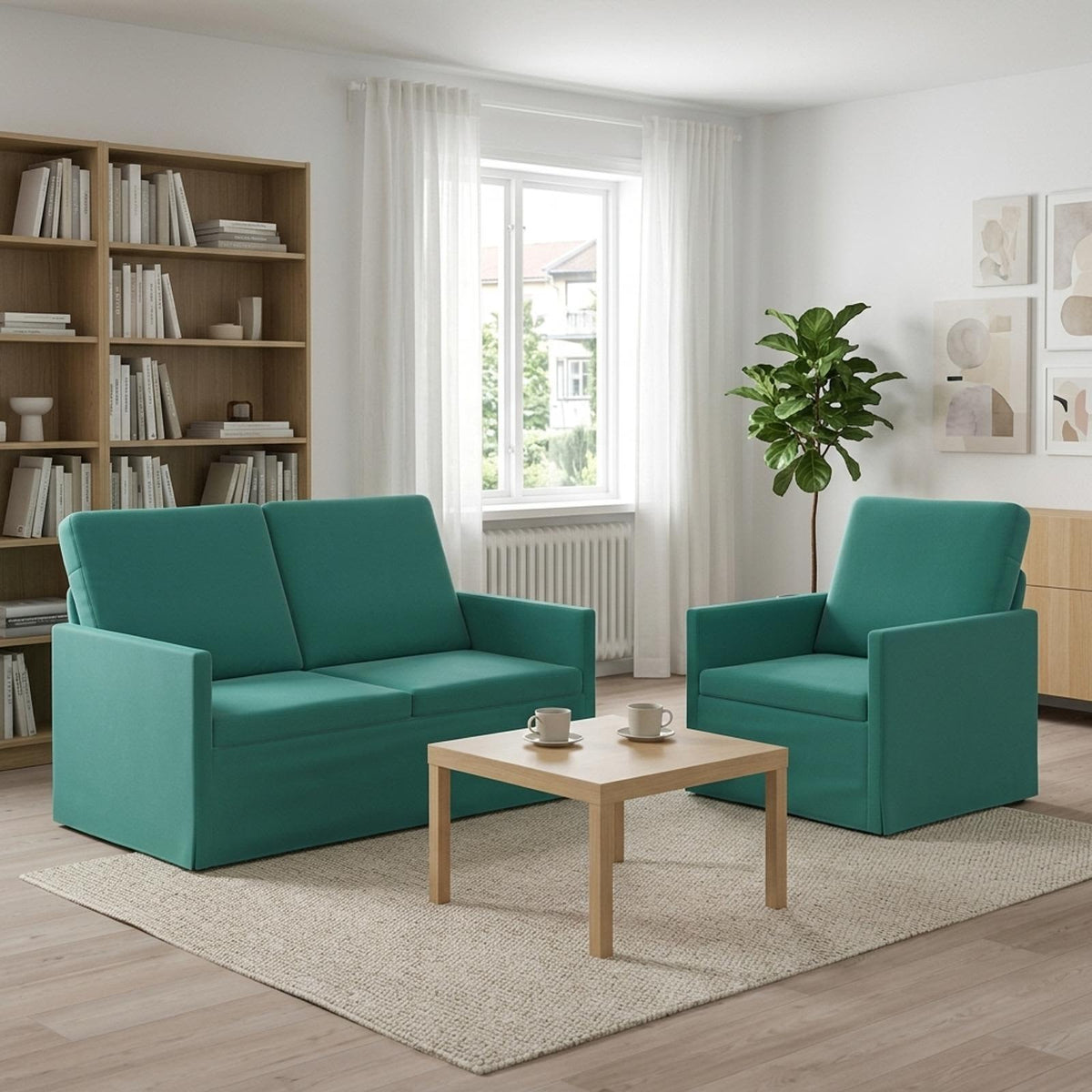 Sofa Set 2 pcs Turquoise Velvet