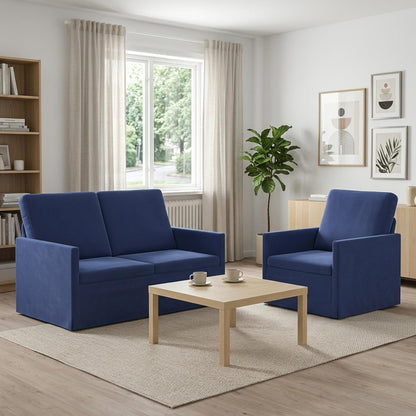 Sofa Set 2 pcs Police Blue Velvet
