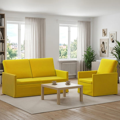 Sofa Set 2 pcs Yellow Velvet