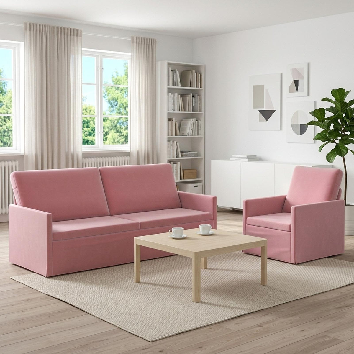 Sofa Set 2 pcs Pink Velvet