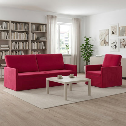 Sofa Set 2 pcs Wine Red Velvet