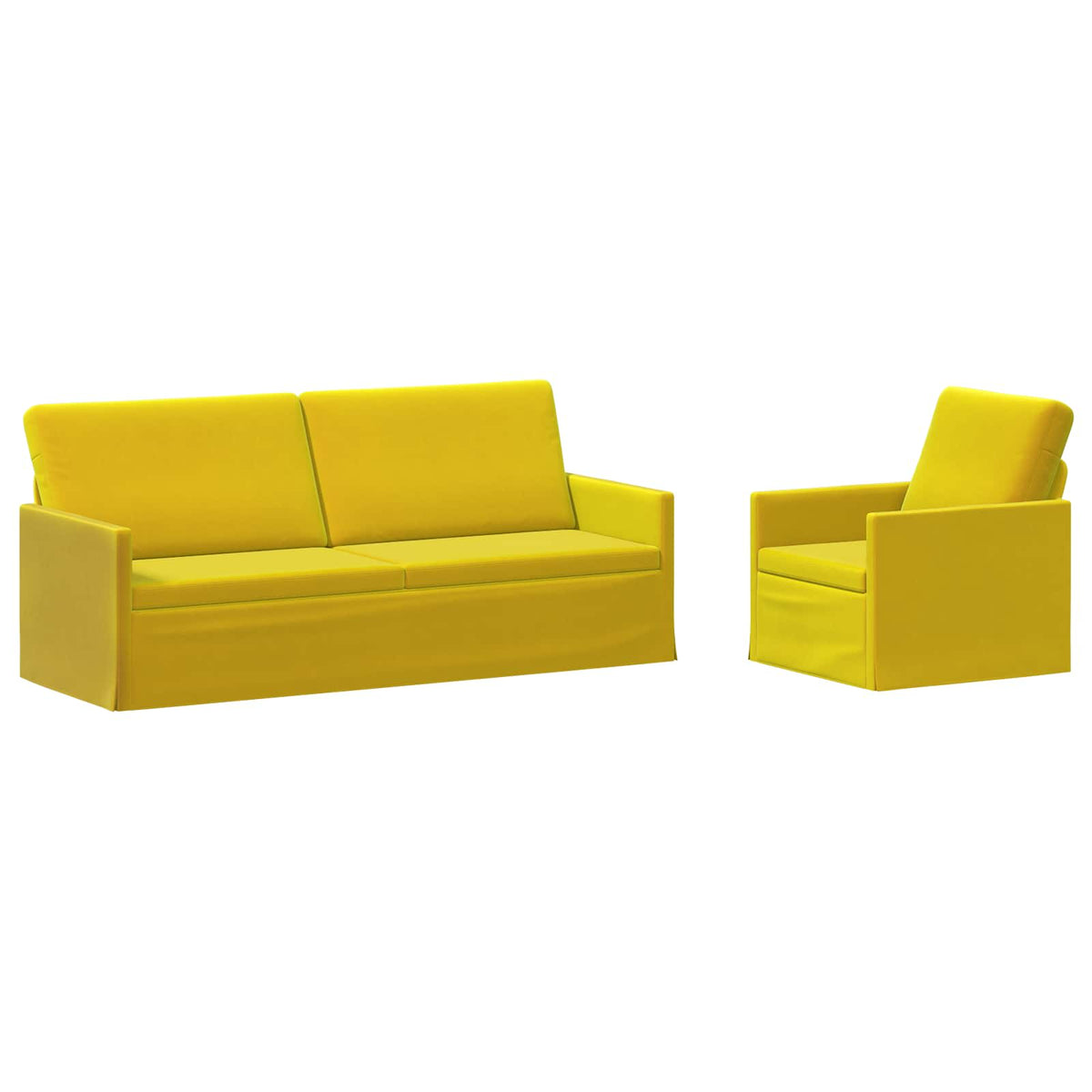 Sofa Set 2 pcs Yellow Velvet