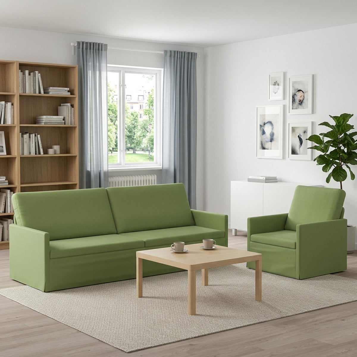 Sofa Set 2 pcs Light Green Velvet