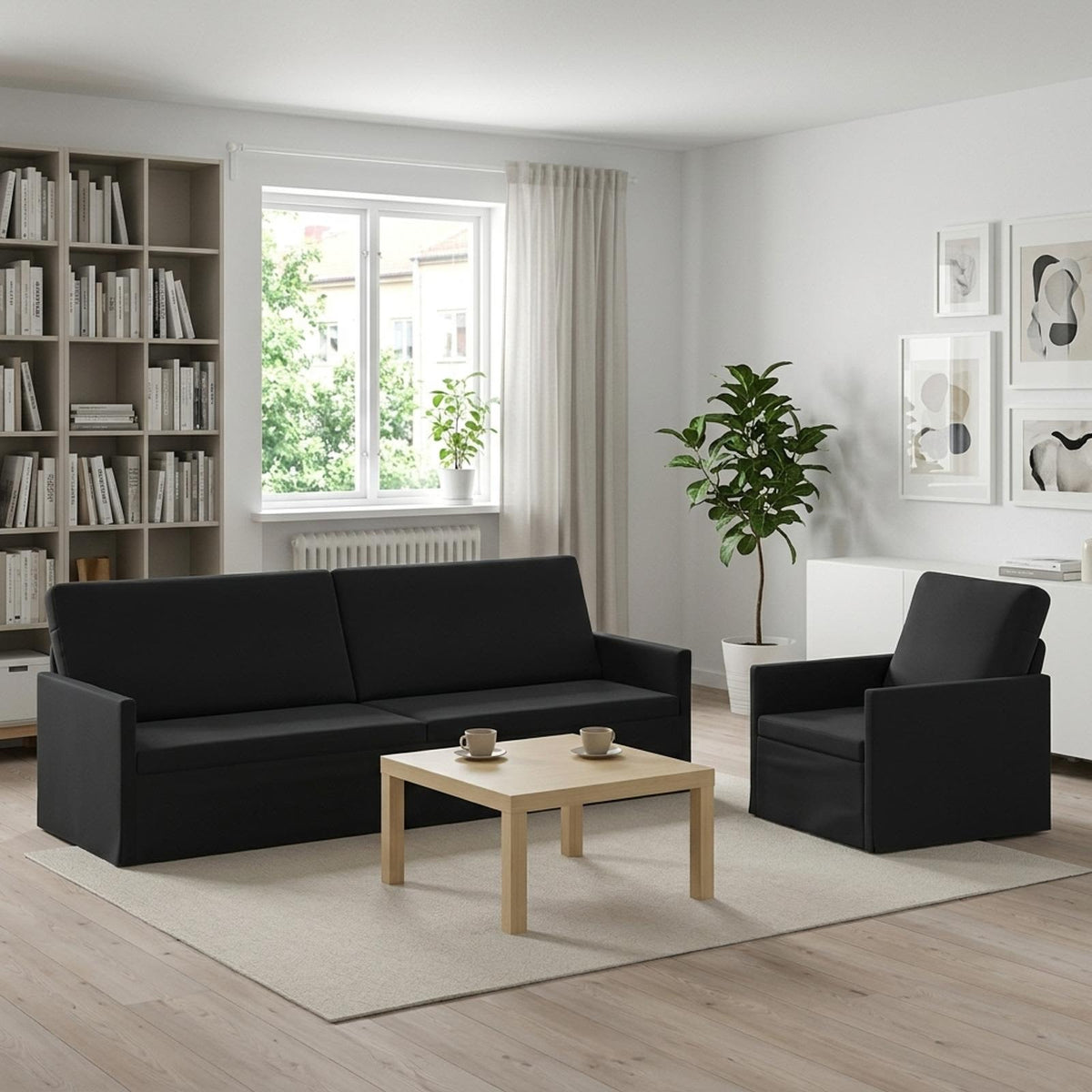 Sofa Set 2 pcs Black Velvet