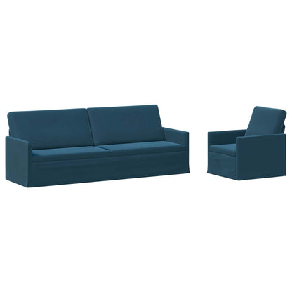 Sofa Set 2 pcs Blue Velvet