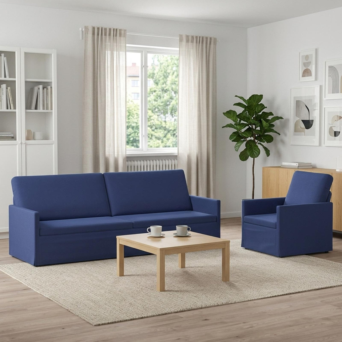 Sofa Set 2 pcs Police Blue Velvet
