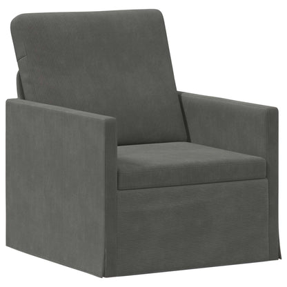 Sofa Set 2 pcs Dark Grey Corduroy Fabric
