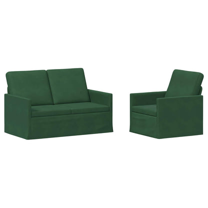 Sofa Set 2 pcs Jungle Green Corduroy Fabric