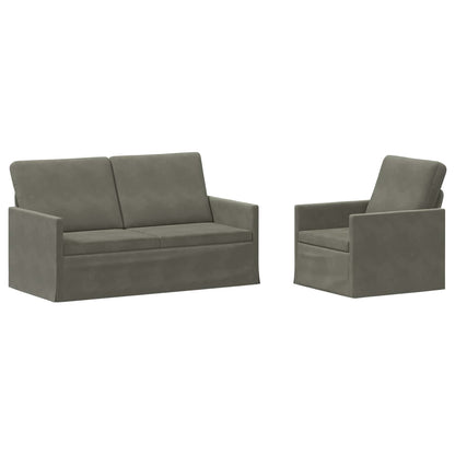 Sofa Set 2 pcs Light Grey Corduroy Fabric