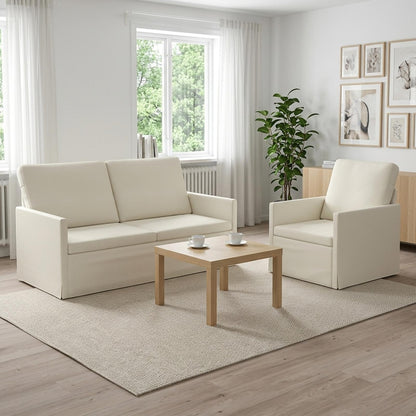 Sofa Set 2 pcs Cream Corduroy Fabric
